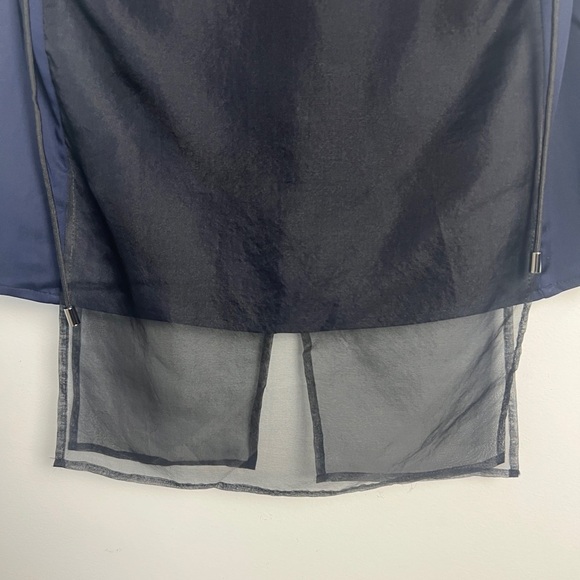 NEW INCLAN Studio Navy Black Cupra Silk Organza Sleeveless Blouse Lagenlook XS - Picture 5 of 12